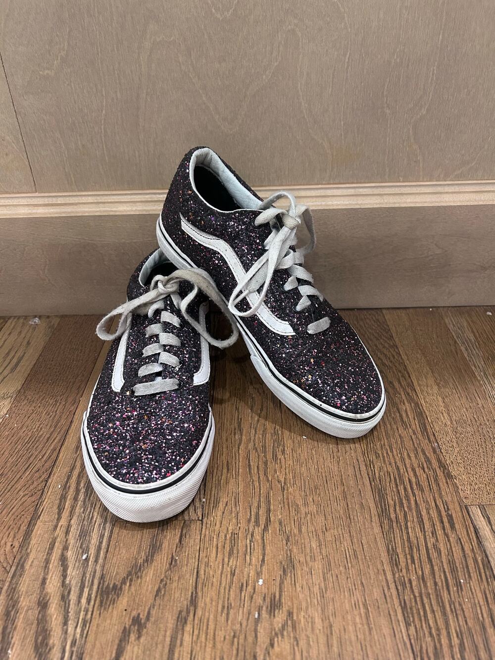 Vans Old Skool Black Chunky Glitter Sneakers Multi Shiny Party Low Top Sz 6.5 Y
